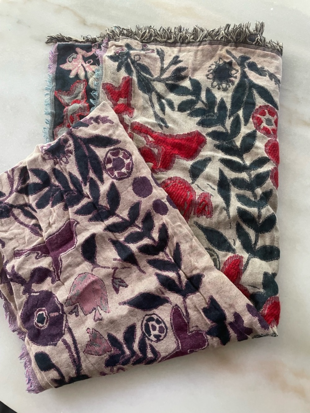 VisMaya Pink and Navy Floral Scarf